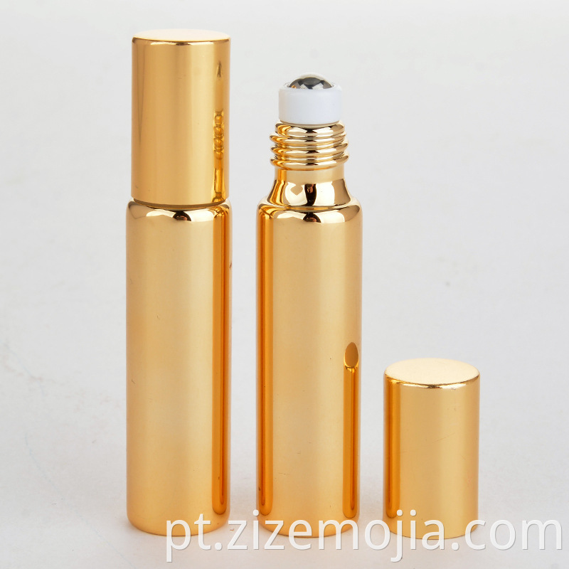 10ml 5ml de óleo essencial de vidro UV dourado roll on frasco de creme para os olhos de massagem